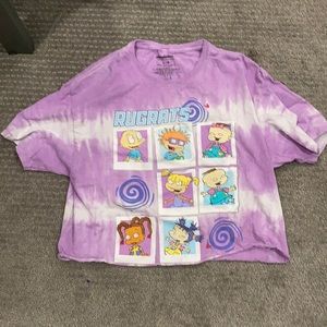 Cropped purple and white tie-dye girls shirt